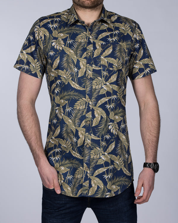 2t Slim Fit Short Sleeve Tall Shirt (denim leaf)