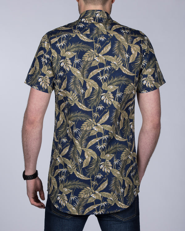 2t Slim Fit Short Sleeve Tall Shirt (denim leaf)