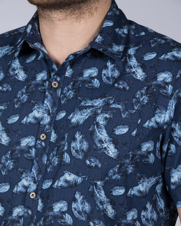 2t Slim Fit Short Sleeve Tall Shirt (indigo leaf)