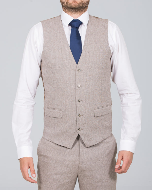 Skopes Jude Slim Fit Tall Suit (stone herringbone)