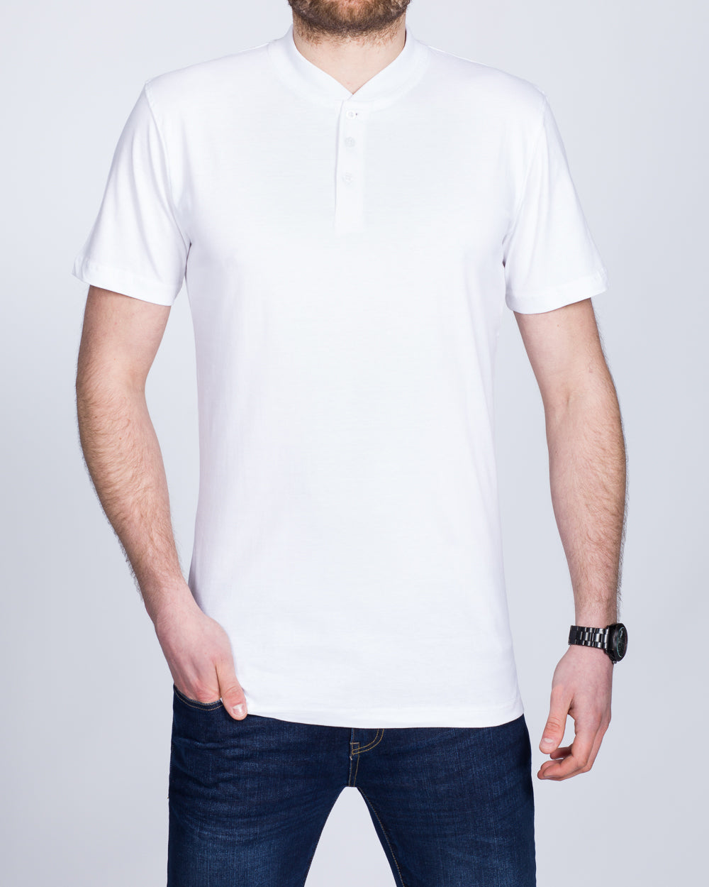 2t Tall Henley T-Shirt (white)