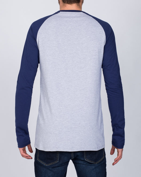 2t Raglan Long Sleeve Tall T-Shirt (grey/navy)