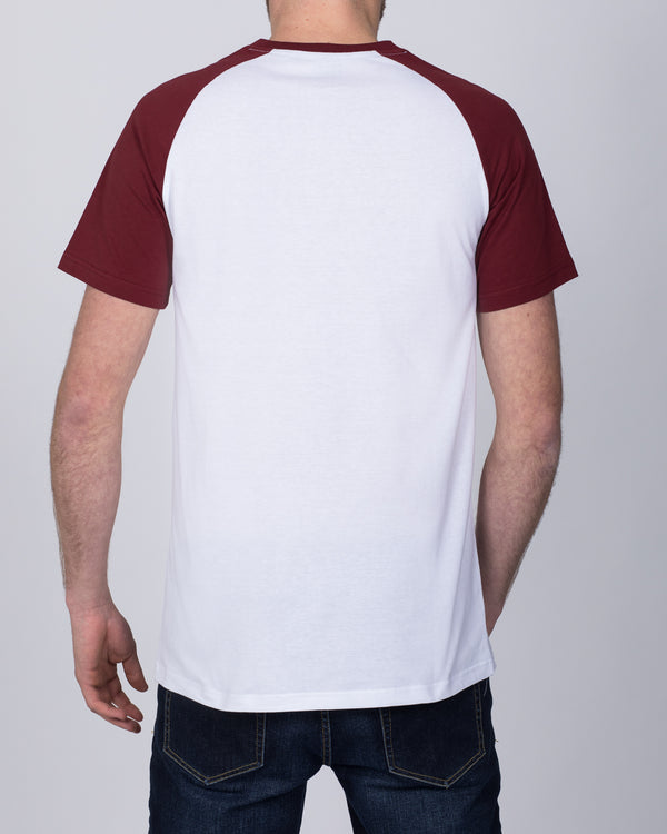 2t Raglan Tall T-Shirt (white/burgundy)