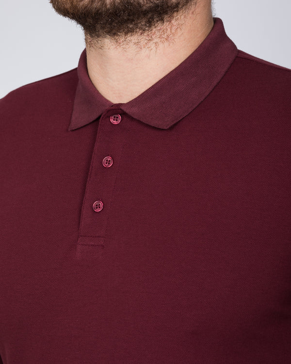 2t Slim Fit Long Sleeve Polo Shirt (burgundy)