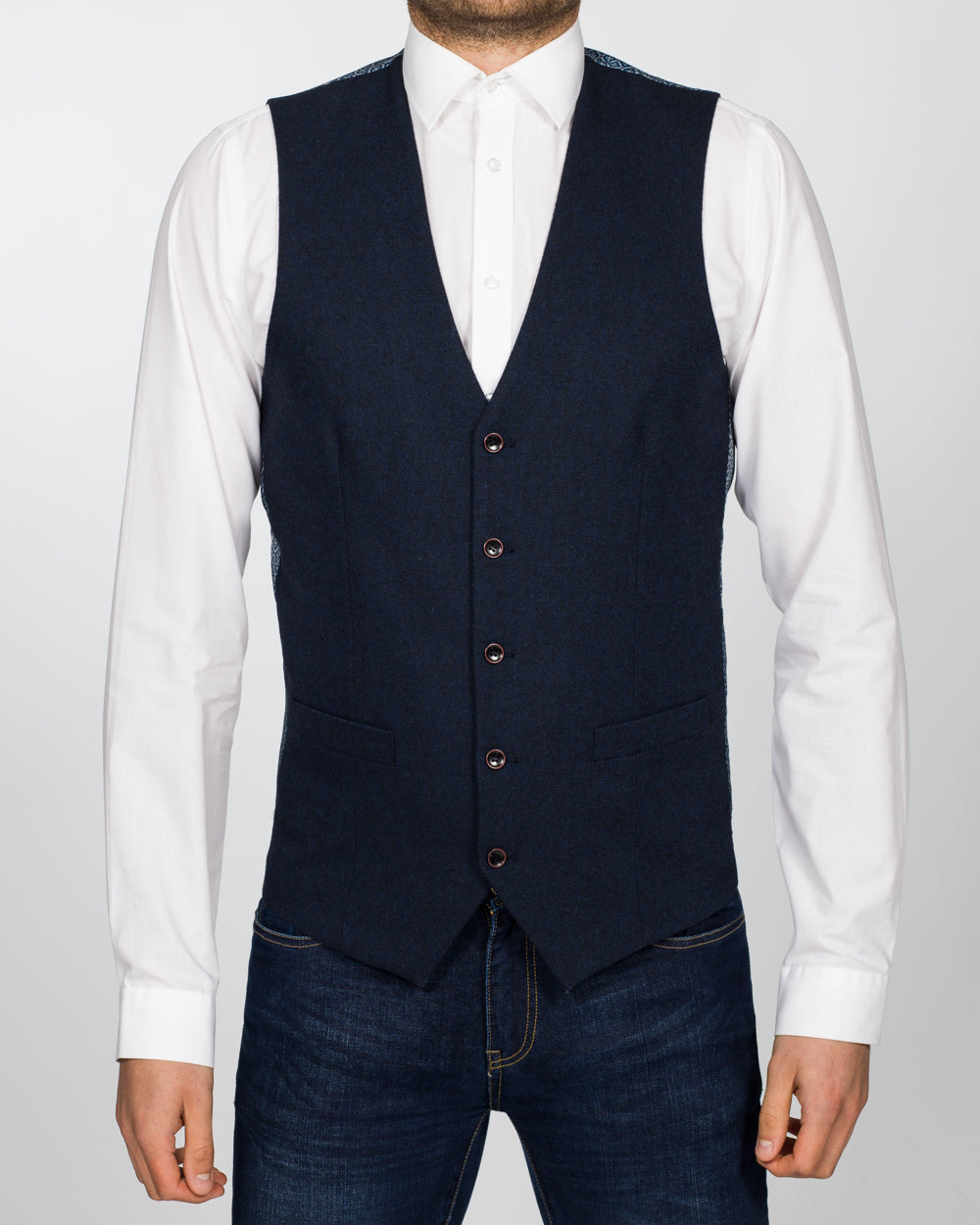 Men's Dark Teal Besom Pockets  Big and Tall Waist coat & Tie main image 0