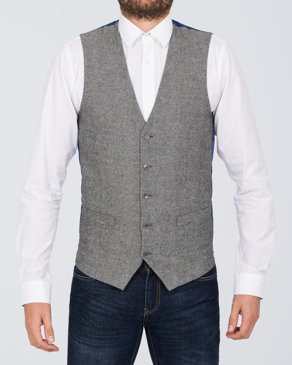 Skopes Ruthin Slim Fit Extra Long Longer Tall Waistcoat (silver