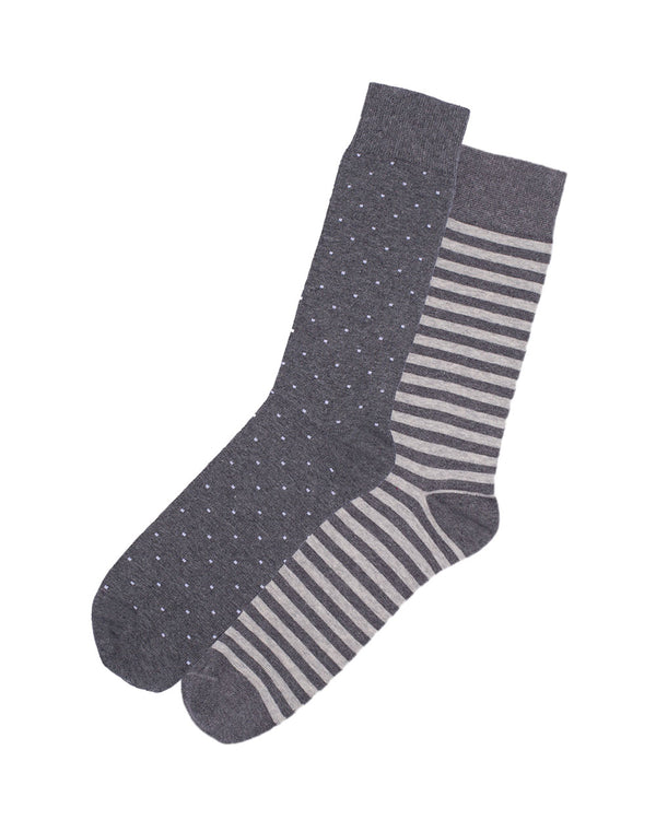 2t Patterned Socks 2 Pairs (mixed grey)